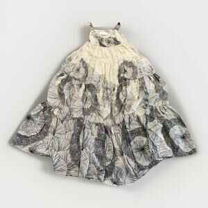 Anthropologie Leifsdottir Womens White Gray Silk Long Dress Size 2